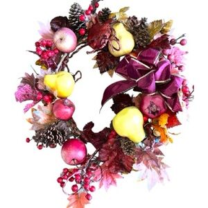 Festive Holiday Wreath with Purple Accents